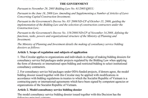 Circular No. 06/2010/TT-BKH, detailing the making of consultancy service