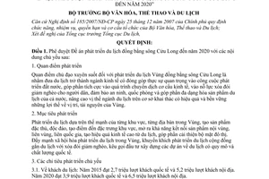 Quyết định 803/QĐ-BVHTTDL phê duyệt Đề án phát triển du lịch đồng bằng sông Cửu Long đến năm 2020