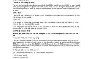 Hướng dẫn 169/HD-VTLTNN xây dựng cơ sở dữ liệu lưu trữ