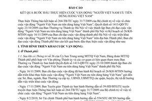 Báo cáo 17/BC-MTHN-BCĐTP kết quả bước đầu thực hiện cuộc vận động Người Việt Nam ưu tiên dùng hàng Việt Nam