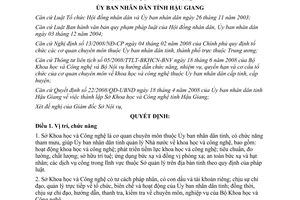 Quyết định 03/2010/QĐ-UBND chức năng nhiệm vụ quyền hạn cơ cấu Sở Khoa học