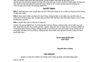 Quyết định 05/2010/QĐ-UBND Kế hoạch Quản lý rủi ro thiên tai tổng hợp tỉnh Quảng Trị