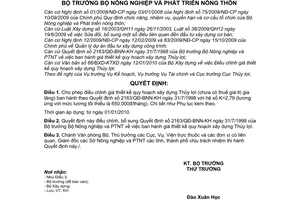 Quyết định 557/QĐ-BNN-KH  điều chỉnh giá thiết kế quy hoạch xây dựng