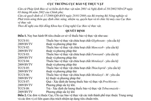Quyết định 333/QĐ-BVTV  tiêu chuẩn cơ sở thuốc bảo vệ thực vật