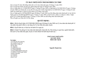 Quyết định 16/2010/QĐ-UBND bãi bỏ Quyết định 03/2009/QĐ-UBND  phân cấp quản lý đầu tư, xây dựng Thành phố Cần Thơ