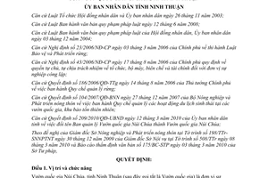 Quyết định 210/2010/QĐ-UBND chức năng nhiệm vụ quyền hạn cơ cấu Vườn Quốc gia