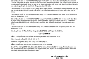 Quyết định 21/2010/QĐ-UBND công khai dự toán ngân sách 2010 Nghệ An