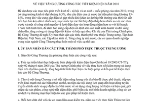 Chỉ thị 10/CT-BCT tăng cường công tác tiết kiệm điện