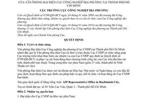 Quyết định 25/QĐ-CNĐP chức năng, nhiệm vụ, quyền hạn cơ cấu tổ chức Văn phòng Đại diện Cục Công nghiệp địa phương