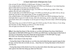 Quyết định 854/QĐ-UBND sáp nhập Ban Quản lý Sắp xếp dân cư ven biển