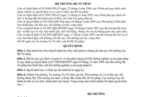 Quyết định 878/QĐ-BTP Quy chế quản lý chứng chỉ đào tạo, bồi dưỡng  Bộ Tư pháp