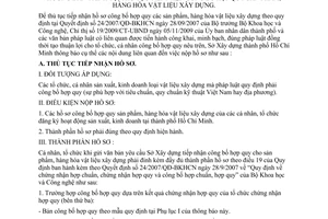 Thông báo 1897/TB-SXD-QLVLXD hướng dẫn trình tự, thủ tục tiếp nhận công bố hợp quy sản phẩm, hàng hóa vật liệu xây dựng