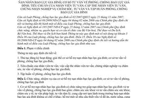 Thông tư 02/2010/TT-BVHTTDL thủ tục đăng ký hoạt động, giải thể cơ sở hỗ trợ nạn nhân bạo lực gia đình; cơ sở tư vấn phòng, chống bạo lực gia đình