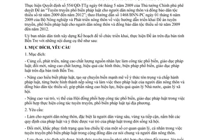 Kế hoạch 846/KH-UBND năm 2010 Tuyên truyền phổ biến pháp luật Bến Tre