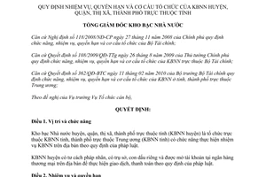 Quyết định 163/QĐ-KBNN 2010 tổ chức Kho bạc Nhà nước huyện quận thị xã thành phố trực thuộc tỉnh