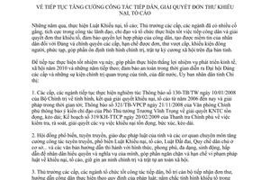 Chỉ thị 04/2010/CT-UBND tăng cường tiếp dân giải quyết đơn thư khiếu nại tố cáo Thái Bình