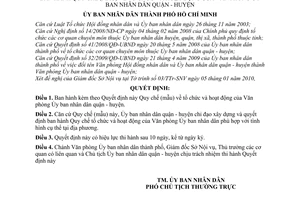 Quyết định 14/2010/QĐ-UBND Quy chế (mẫu) tổ chức hoạt động Văn phòng Ủy ban nhân dân quận - huyện