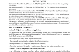 Circular No. 37/2010/TT-BTC Guiding the issuance, use and management of certific