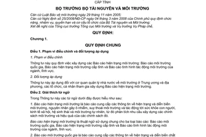 Thông tư 08/2010/TT-BTNMT  xây dựng báo cáo môi trường quốc gia, báo cáo tình hình tác động môi trường ngành, lĩnh vực và báo cáo hiệ