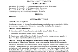 No. 25/2010/ND-CP on transformation of state companies into one-member limited