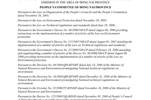 Decision No. 16/2010/QD-UBND zoning for reception of wastewater industrial emission Dong Nai