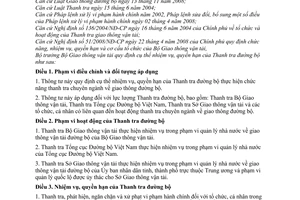 Thông tư 08/2010/TT-BGTVT nhiệm vụ, quyền hạn Thanh tra đường bộ