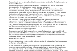 No. 38/2010/TT-BTC guiding tax provisions applicable to organizations