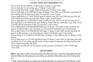 Quyết định 16/2010/QĐ-UBND phân vùng môi trường tiếp nhận nước thải khí thải công nghiệp trên địa bàn tỉnh Đồng Nai
