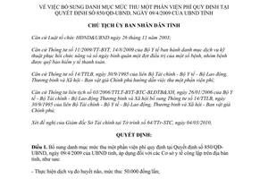 Quyết định 655/QĐ-UBND năm 2010 bổ sung mức thu một phần viện phí Đắk Lắk