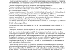 No. 39/2010/TT-BTC guiding the implementation of the Prime Minister's