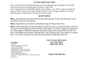 Quyết định 10/2010/QĐ-UBND  đảm bảo vệ sinh môi trường các hoạt động du lịch trên sông Hương