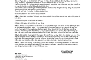 Thông tư 10/2010/TT-BGDĐT Chương trình khung giáo dục đại học ngành Công tác xã hội trình độ đại học, cao đẳng