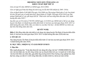 Nghị quyết 135/2010/NQ-HĐND xây dựng huyện Cần Đước huyện điểm điển hình