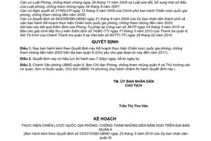 Quyết định 03/2010/QĐ-UBND Kế hoạch thực hiện Chiến lược quốc gia phòng, chống tham nhũng đến năm 2020 quận 6