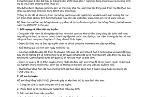 Thông báo 119/TB-BGDĐT tuyển sinh Chương trình học bổng sau đại học Chính phủ Indonesia năm học 2010 - 2011