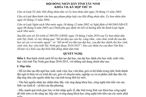 Nghị quyết 06/2010/NQ-HĐND hỗ trợ đào tạo đại học sau đại học Tây Ninh 2010 2015