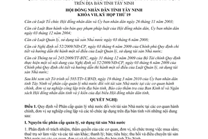 Nghị quyết 10/2010/NQ-HĐND phân cấp quản lý tài sản Nhà nước Tây Ninh