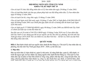 Nghị quyết 07/2010/NQ-HĐND đào tạo nguồn Bí thư Đảng ủy Chủ tịch Tây Ninh