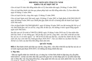 Nghị quyết 05/2010/NQ-HĐND đào tạo cán bộ sau đại học tại nước ngoài Tây Ninh