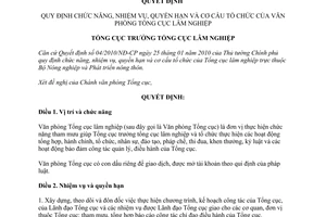 Quyết định 14/QĐ-TCLN 2010 chức năng nhiệm vụ cơ cấu tổ chức Văn phòng Tổng cục lâm nghiệp