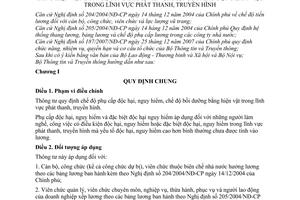 Thông tư 08/2010/TT-BTTTT hướng dẫn chế độ phụ cấp độc hại, nguy hiểm bồi dưỡng bằng hiện vật,lĩnh vực phát thanh, truyền hình