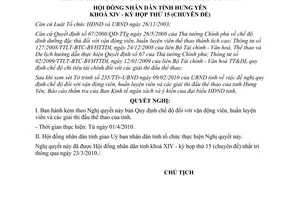 Nghị quyết 36/2010/NQ-HĐND chế độ đối với vận động huấn luyện viên