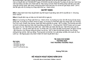 Quyết định 948/QĐ-BCNĐA4 Kế hoạch hoạt động Đề án 4 - Chương trình 130/CP