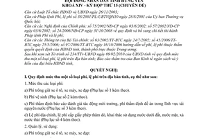 Nghị quyết 35/2010/NQ-HĐND mức thu phí lệ phí