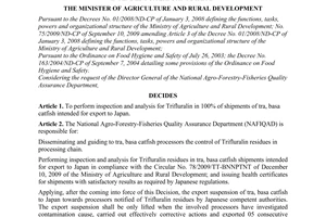 Decision No. 733/QD-BNN-QLCL on the intensive control of trifluralin residues