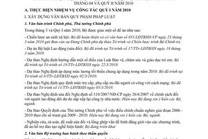 Báo cáo 32/BC-LĐTBXH  tình hình thực hiện nhiệm vụ công tác quý I, kế hoạch công tác tháng 04 quý II năm 2010
