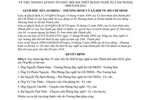 Quyết định 2812/QĐ-LĐTBXH-DN thành lập Ban Tổ chức  Hội thi thiết bị dạy nghề