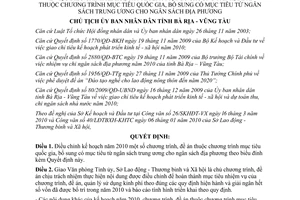 Quyết định 790/QĐ-UBND điều chỉnh kế hoạch 2010 bổ sung ngân sách địa phương Bà Rịa