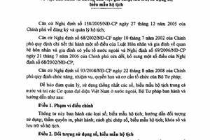 Thông tư 08.a/2010/TT-BTP hướng dẫn việc ghi chép, lưu trữ, sử dụng