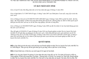 Quyết định 10/2010/QĐ-UBND giá tiêu thụ nước sạch sinh hoạt Bến Tre